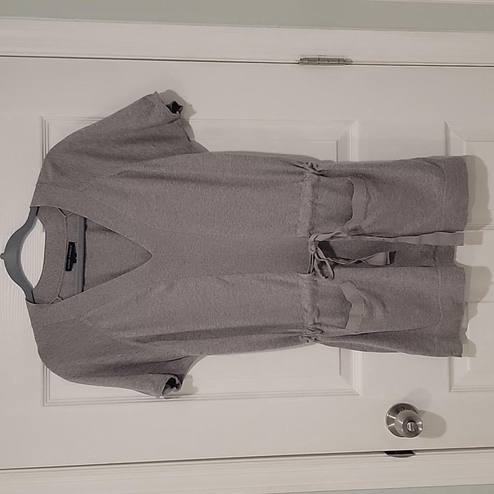 Banana Republic szM Heathered Gray Silk Blend Drawstring Waist Tunic Dress. BinE